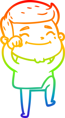 gökkuşağı gradyanı çizimi bir insan tarafından çizilmiş mutlu bir çizgi film adamı