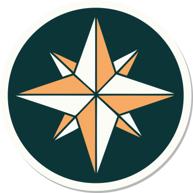 Bir insan tarafından çizilmiş geleneksel bir yıldız stiliyle dövme çıkartması.