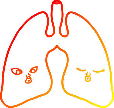 Bir insan tarafından çizilmiş bir karikatür akciğerinin sıcak gradyan çizimi