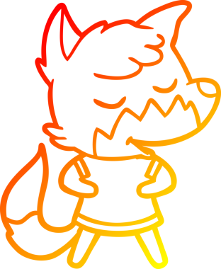 Bir insan tarafından çizilmiş dost canlısı bir tilkinin sıcak çizgi çizimi