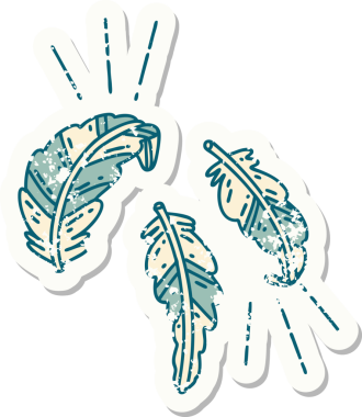 Bir insan tarafından çizilmiş eski bir dövme tüyü çıkartması.