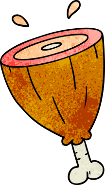 Bir insan tarafından çizilmiş jambon ekleminin el çizimi karikatürü.