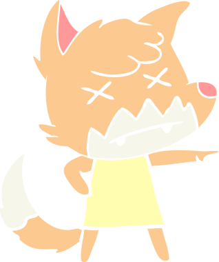 Bir insan tarafından çizilmiş düz renk çizgi film ölü tilki