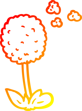 Bir insan tarafından çizilmiş karikatür çiçeğinin sıcak çizgi çizimi