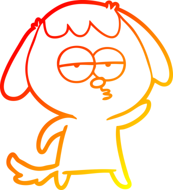 Bir insan tarafından çizilen ve sıkılmış bir köpeğin sıcak çizgi çizimi.