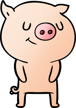 Bir insan tarafından çizilmiş mutlu çizgi film domuzu.