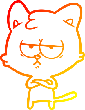 Bir insan tarafından çizilmiş sıkılmış çizgi film kedisinin sıcak çizgi çizgisi.