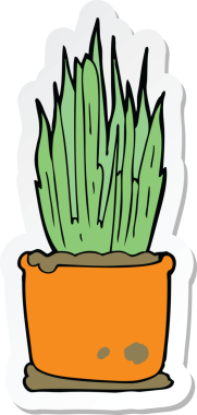 Bir insan tarafından çizilmiş bir karikatür evi bitkisinin çıkartması.