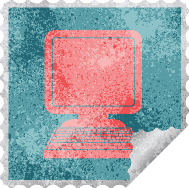 bilgisayar simgesi kare soyarak bir insan tarafından çizilmiş vektör illüstrasyonu