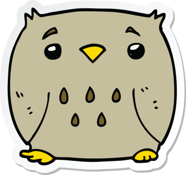 Bir insan tarafından çizilmiş bir baykuşun çıkartması.