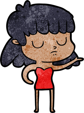 Bir insan tarafından çizilmiş ilgisiz bir kadın çizgi filmi.