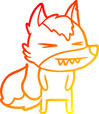 Bir insan tarafından çizilmiş kızgın bir kurt çizgi karakteri.