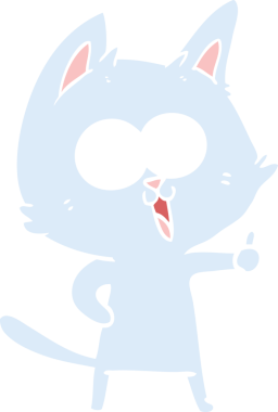 Bir insan tarafından çizilmiş komik düz renkli çizgi film kedisi.