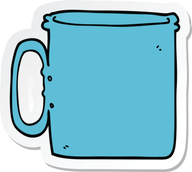 Bir insan tarafından çizilmiş bir fincan kahve etiketi.