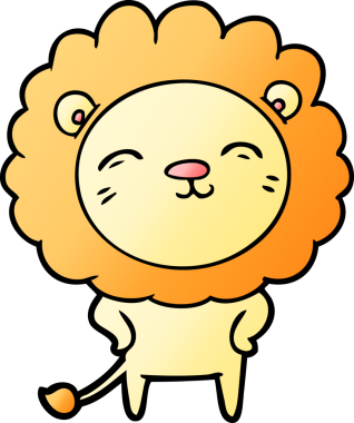 Bir insan tarafından çizilmiş çizgi film aslanı.