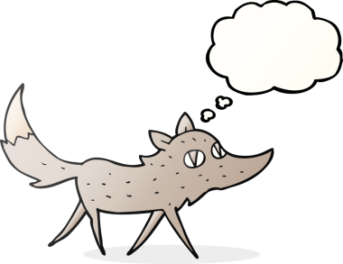 Serbest çizim düşünce balonu çizgi filmi küçük kurt bir insan tarafından çizilmiş.