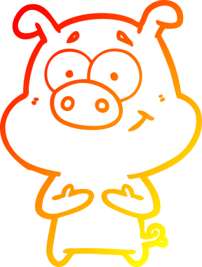 Bir insan tarafından çizilmiş mutlu çizgi film domuzu çizimi.