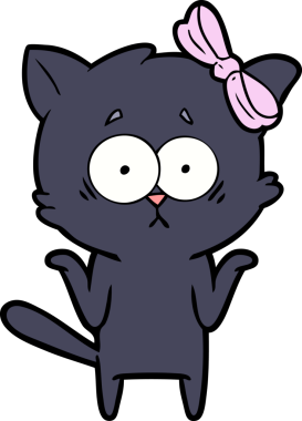 Bir insan tarafından çizilmiş çizgi film kedisi.