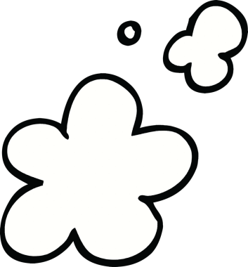 Bir insan tarafından çizilmiş çizgi roman tarzı duman bulutları