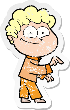 Bir insan tarafından çizilmiş mutlu bir adamın sıkıntılı çıkartması.