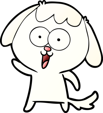 Bir insan tarafından çizilmiş şirin bir çizgi film köpeği.