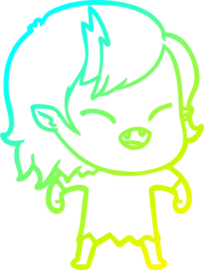 Bir insan tarafından çizilmiş gülen vampir kız çizgi filmi.