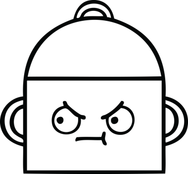 Bir insan tarafından çizilmiş bir tencere karikatürü.