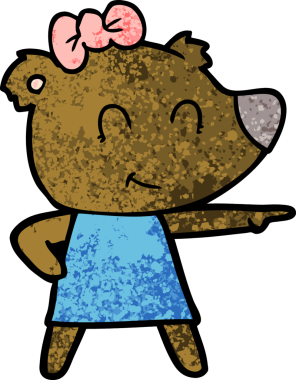 Bir insan tarafından çizilmiş dişi ayı çizgi filmi.