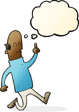 Bir insan tarafından çizilmiş düşünce balonlu kel bir adam.