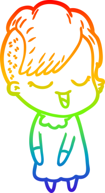 gökkuşağı gradyan çizimi mutlu bir çizgi film kızı bir insan tarafından çizildi