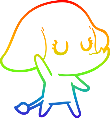 Gökkuşağı gradyan çizgisi bir insan tarafından çizilmiş şirin bir fil çizimi