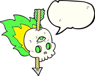 Serbest çizim çizgi roman konuşma balonu karikatür sihirli kafatası bir insan tarafından çizilmiş