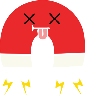 Bir insan tarafından çizilen mıknatısın düz renk retro karikatürü