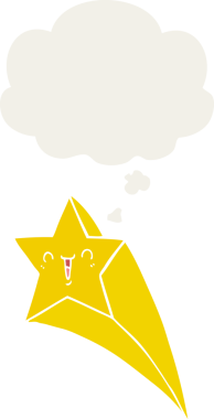 Düşünce baloncuğu olan bir çizgi film yıldızı insan tarafından çizilmiş.