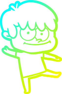 Bir insan tarafından çizilmiş mutlu bir çizgi film karakteri çizimi.