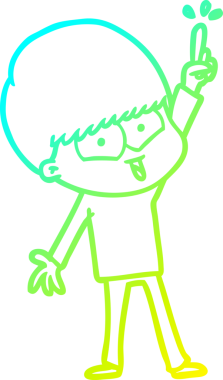 Bir çizgi film karakteri çizen soğuk çizgi bir insan tarafından çizilmiş mutlu çocuk.