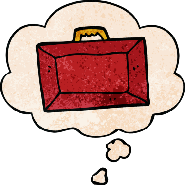 Bir insan tarafından çizilmiş grunge desenli düşünce baloncuklu çizgi film çantası.