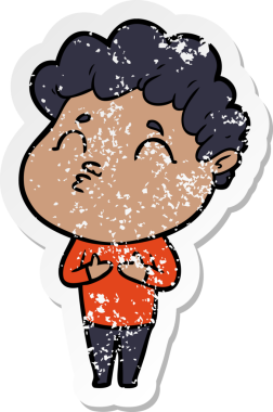 Bir insan tarafından çizilmiş karikatür adamın sıkıntılı çıkartması.