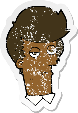 Bir insan tarafından çizilmiş, sıkıntılı bir karikatür çıkartması.