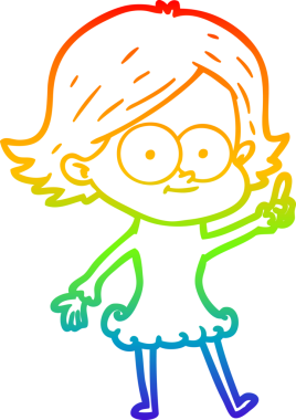 gökkuşağı gradyan çizimi mutlu bir çizgi film kızı bir insan tarafından çizildi