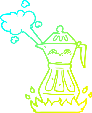 Bir insan tarafından çizilmiş bir kahve demliğinin soğuk gradyan çizgisi