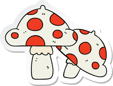 Bir insan tarafından çizilmiş garip bir el mantarı çıkartması.