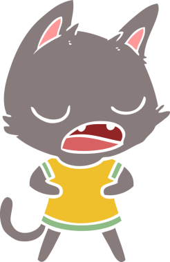 Konuşan kedi düz renkli çizgi film Bir insan tarafından çizildi