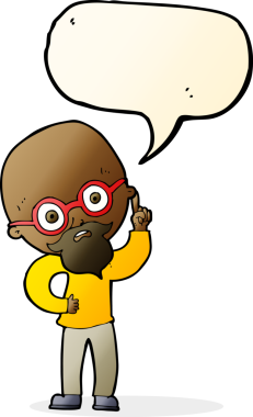 Bir insan tarafından çizilmiş konuşma balonu olan yaşlı bir adam.