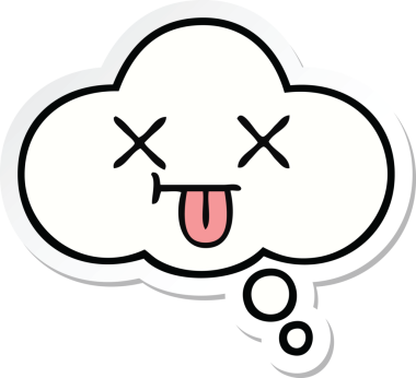 Bir insan tarafından çizilmiş şirin bir düşünce baloncuğunun çıkartması.