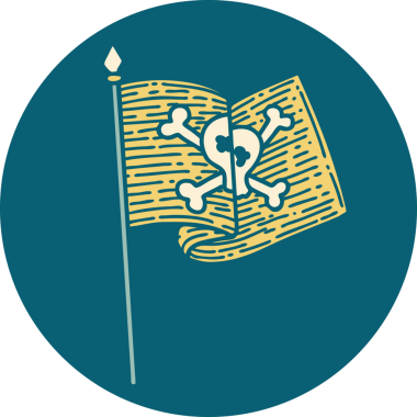 Bir insan tarafından çizilmiş korsan bayrağının ikonik dövme şekli