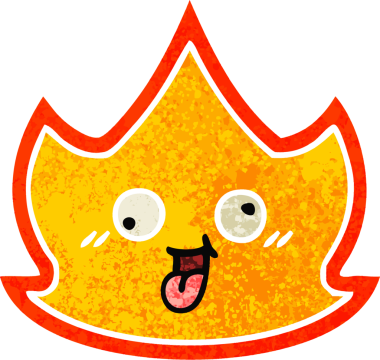 Bir insanın çizdiği ateşin retro illüstrasyon tarzı karikatürü