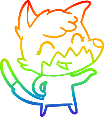 gökkuşağı gradyanı çizimi bir insan tarafından çizilmiş mutlu bir tilki çizgi filmi.