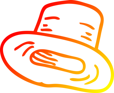 Bir insan tarafından çizilmiş bir çizgi film silindir şapkasının sıcak çizgi çizimi