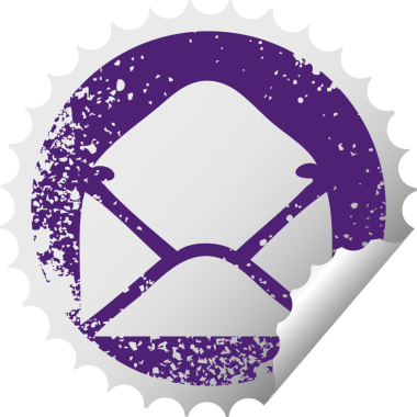 Bir insan tarafından çizilen kağıt zarfın çizilmiş dairesel kabuk soyma etiketi.